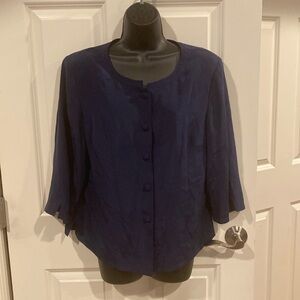 14 Coldwater Creek blue button blouse with light shoulder pads - NWT